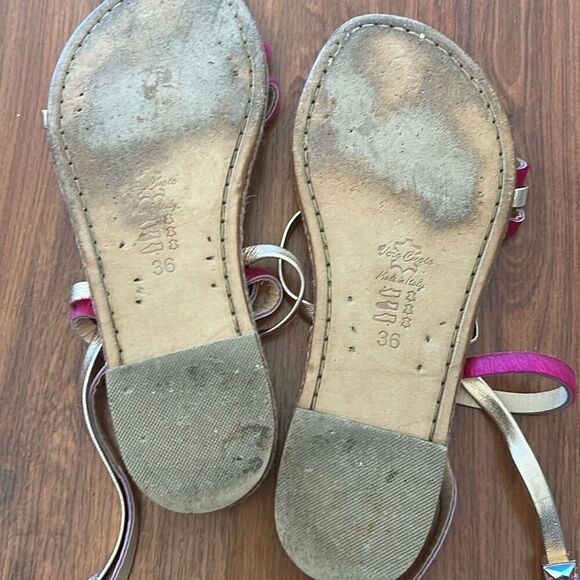 Emanuela Caruso capri fuchsia and rose gold Flather strap flat sandals size 36 - Picture 5 of 6